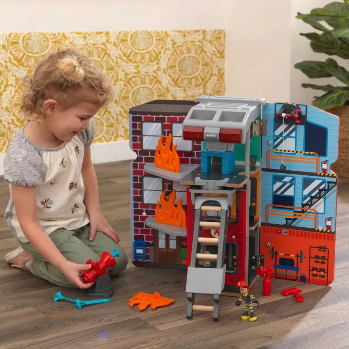 Play Sets^KidKraft Adventure Bound™: 2-In-1 Transforming Fire Truck Play Set