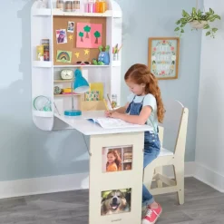 Bedroom^KidKraft Arches Floating Wall Desk & Chair - White