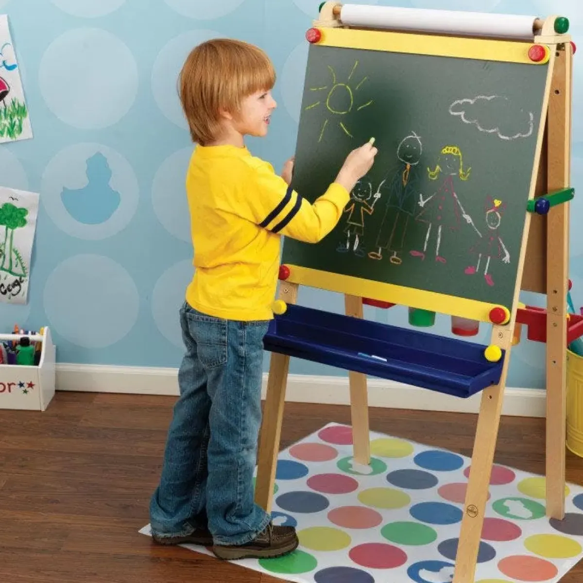 Playroom^KidKraft Artist Easel With Paper Roll- Primary