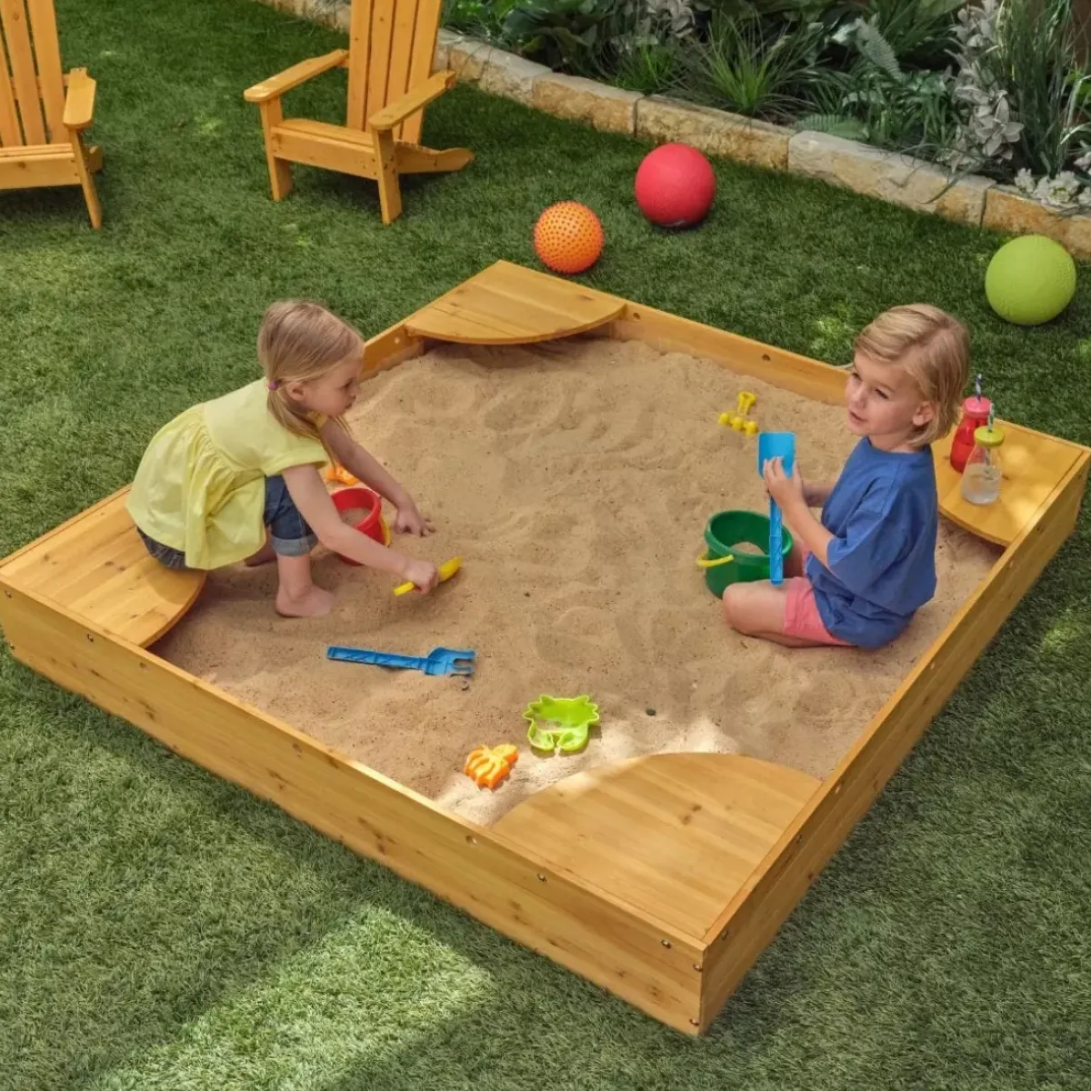 Sandboxes^KidKraft Backyard Sandbox - Honey