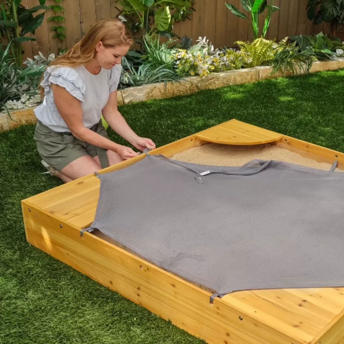 Sandboxes^KidKraft Backyard Sandbox - Honey