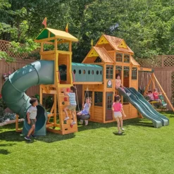 Swing Sets^KidKraft Bear Cave Lodge Swing Set / Playset