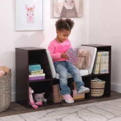Bedroom^KidKraft Bookcase With Reading Nook - Espresso