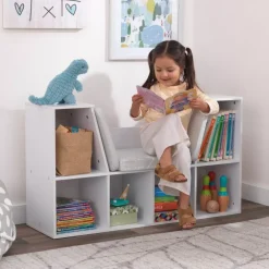 Bedroom^KidKraft Bookcase With Reading Nook - White