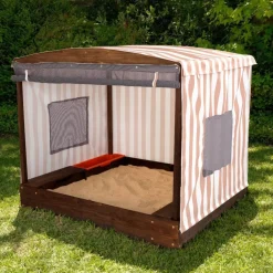 Sandboxes^KidKraft Cabana Sandbox With Beige & White Stripes