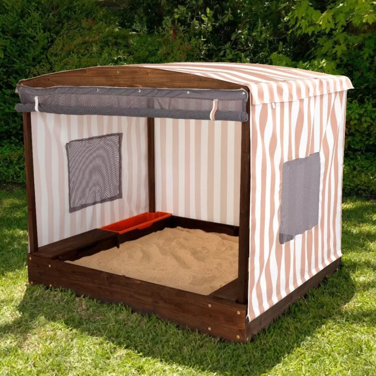 Sandboxes^KidKraft Cabana Sandbox With Beige & White Stripes