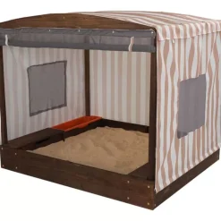 Sandboxes^KidKraft Cabana Sandbox With Beige & White Stripes