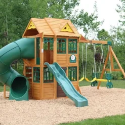 Swing Sets^KidKraft Charleston Lodge Wooden Swing Set / Playset
