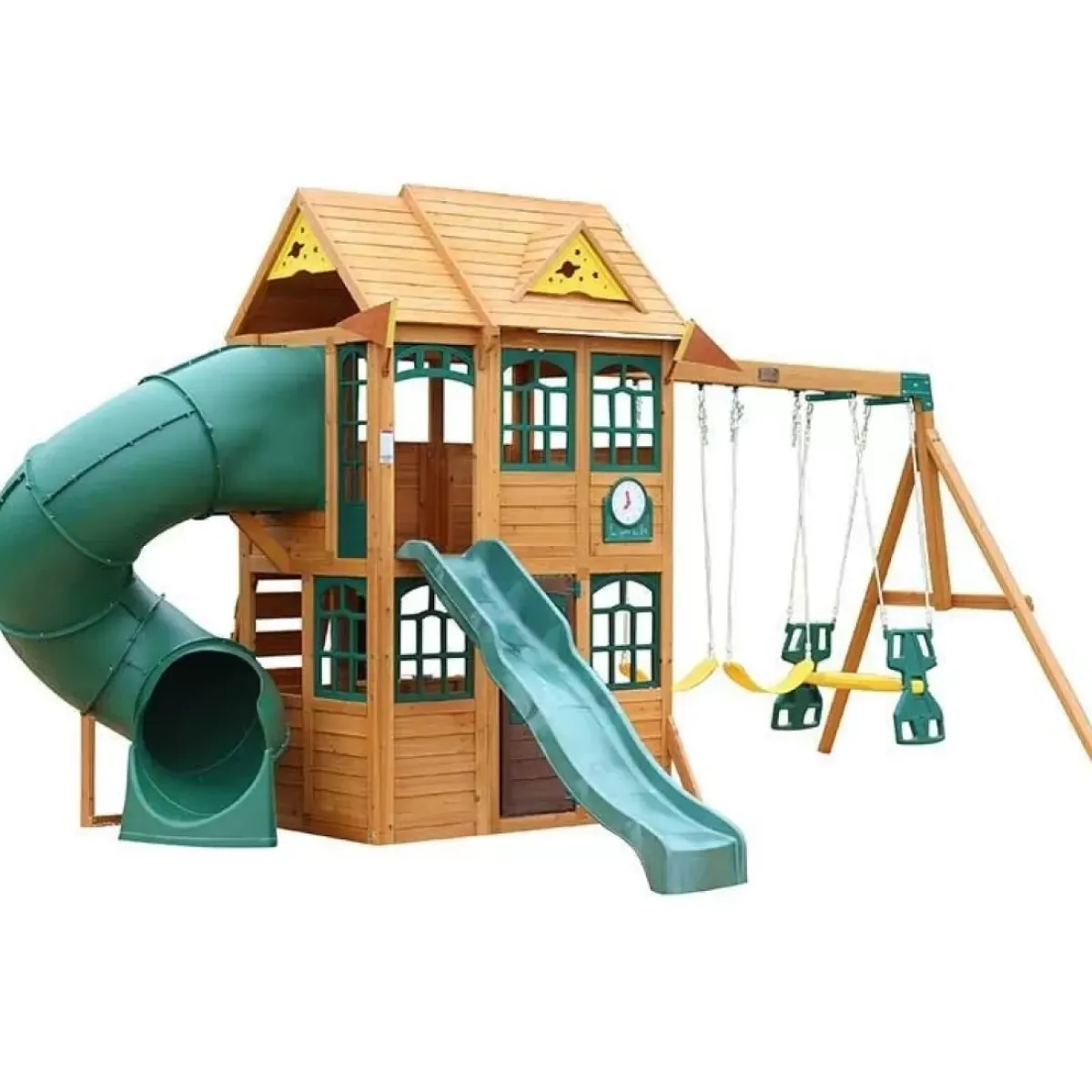 Swing Sets^KidKraft Charleston Lodge Wooden Swing Set / Playset