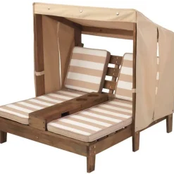 Outdoor Kids' Chairs^KidKraft Double Chaise Lounge With Cup Holders - Espresso & Oatmeal