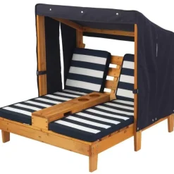 Outdoor Kids' Chairs^KidKraft Double Chaise Lounge With Cup Holders - Honey & Navy