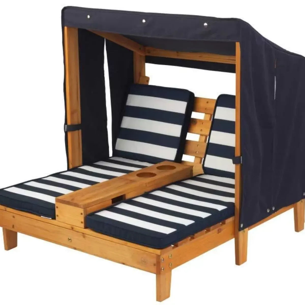 Outdoor Kids' Chairs^KidKraft Double Chaise Lounge With Cup Holders - Honey & Navy