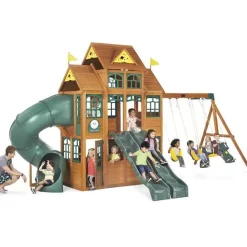 Swing Sets^KidKraft Falcon Ridge Wooden Swing Set / Playset