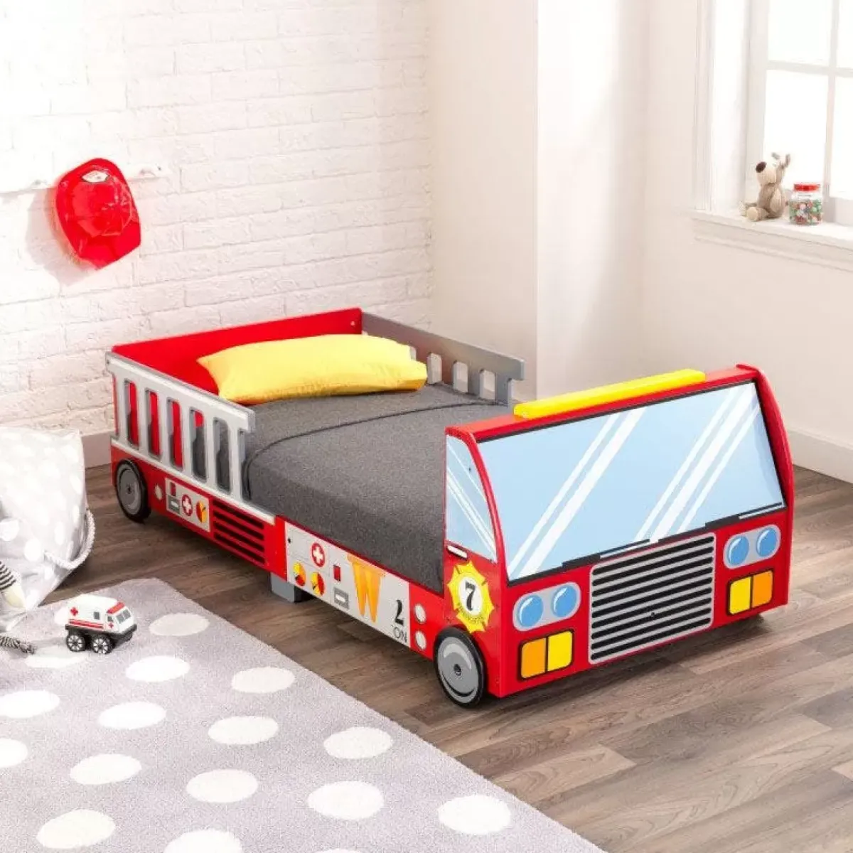 Bedroom^KidKraft Fire Truck Toddler Bed