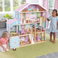 Dollhouses^KidKraft Grand View Mansion Dollhouse With Ez Kraft Assembly™