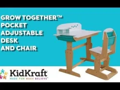 Bedroom^KidKraft Grow Together™ Pocket Adjustable Desk With Hutch And Chair - Natural