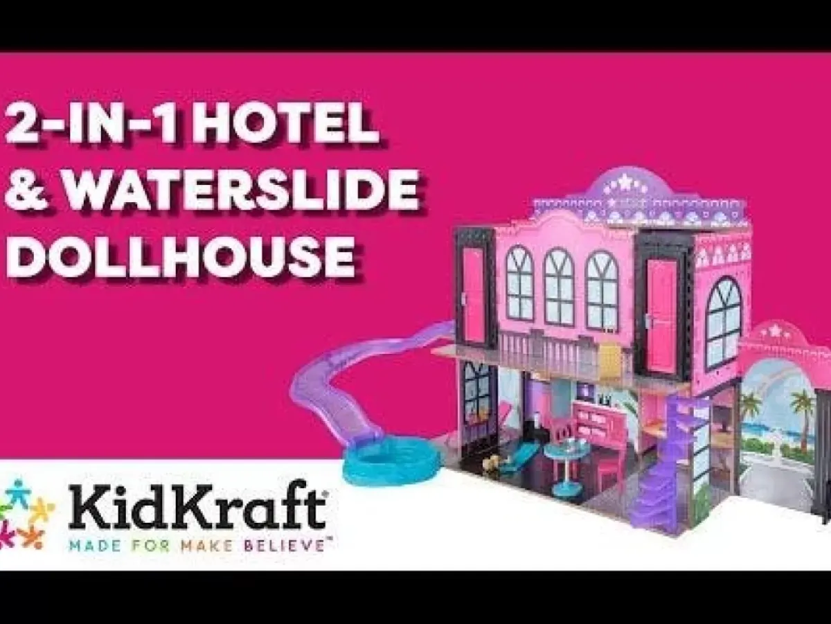 Dollhouses^KidKraft 2-In-1 Hotel & Waterslide Dollhouse