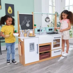 Play Kitchens^KidKraft Modern Metallics Farmhouse Play Kitchen