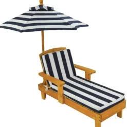Outdoor Kids' Chairs^KidKraft Outdoor Chaise With Umbrella - Navy