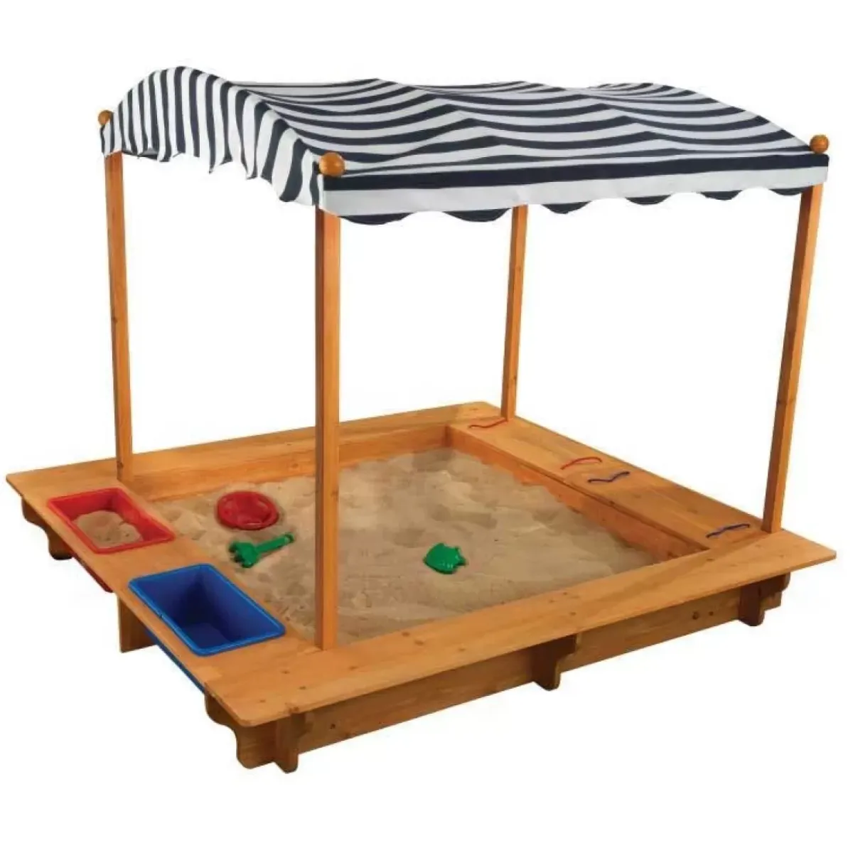 Sandboxes^KidKraft Outdoor Sandbox With Canopy - Navy & White