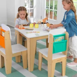 Bedroom^KidKraft Pocket Storage Table And 4 Chair Set - Natural