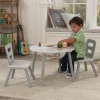 Bedroom^KidKraft Round Storage Table & 2 Chair Set - Gray & White