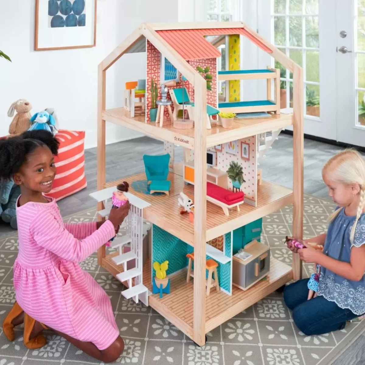 Dollhouses^KidKraft So Stylish Mansion Dollhouse With Ez Kraft Assembly™