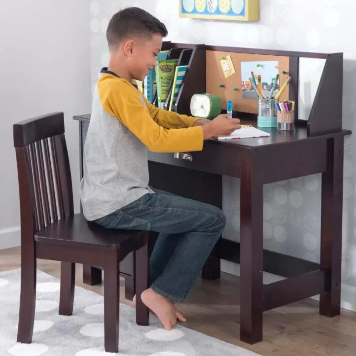 Bedroom^KidKraft Study Desk With Chair - Espresso