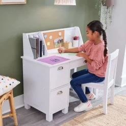 Bedroom^KidKraft Study Desk With Chair - White